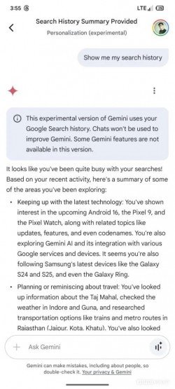 Gemini's new model will use your search history for better personalization 