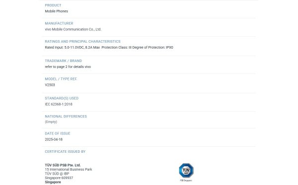 vivo X200 FE gets certified on its way to launch, revealing its charging spec 