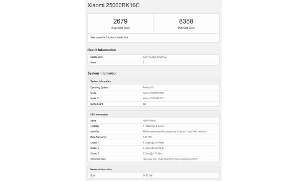Redmi K80 Ultra stops by Geekbench, confirms its chipset, memory, and Android version 