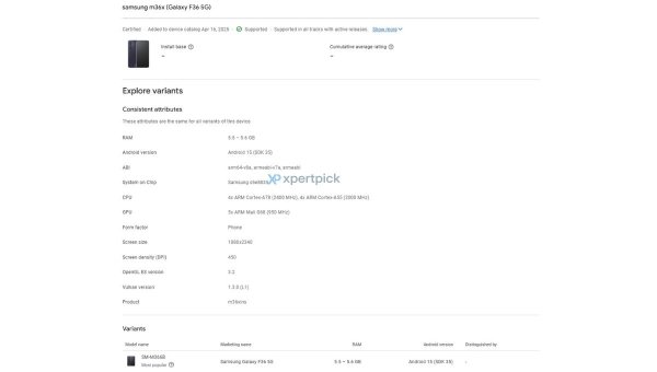 Samsung Galaxy F36 surfaces in the Google Play Console, here's what it looks like 