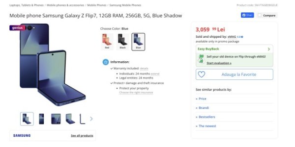 Samsung Galaxy Z Flip7 and Flip7 FE battery ratings posted, retailer listing confirms key specs 
