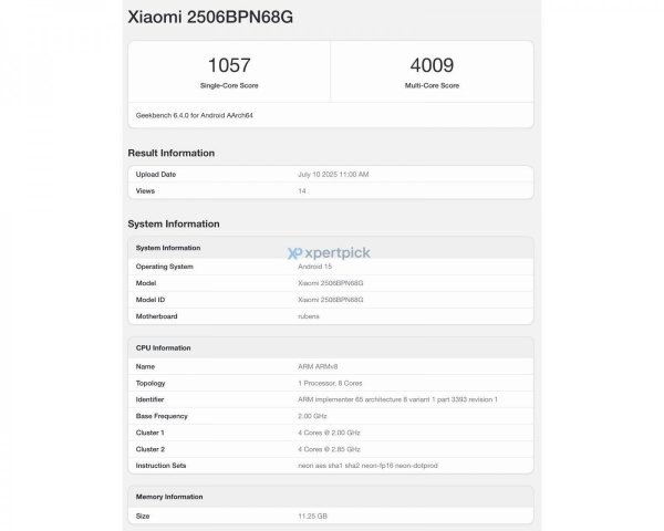 Xiaomi 15T Pro name and model number confirmed as it's spotted on Geekbench 
