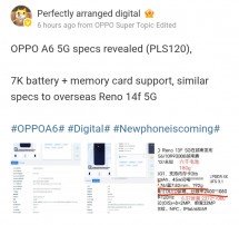 Oppo A6 5G shows up on TENAA 