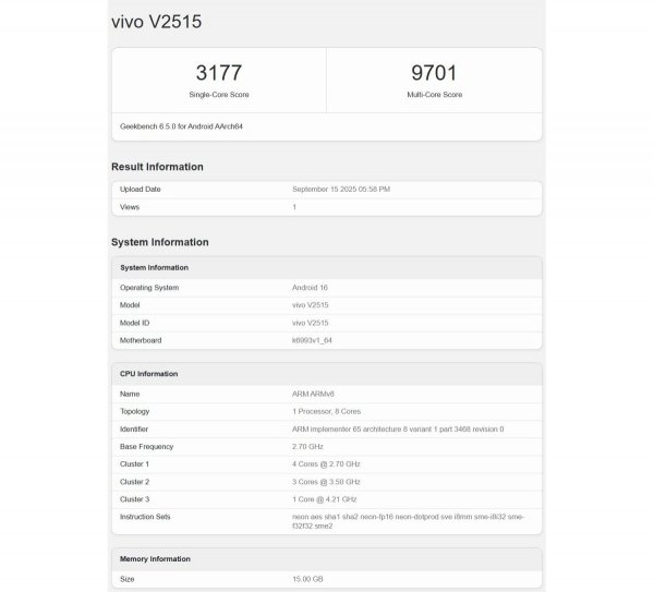 Global vivo X300 allegedly runs Geekbench 