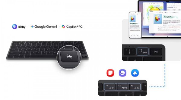 Samsung's new Smart Keyboard can connect to three devices over Bluetooth, has a DeX key 