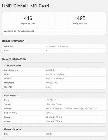 HMD Pearl spotted on Geekbench, might be the Pulse 2 Pro HMD Pearl spotted on Geekbench, might be the Pulse 2 Pro