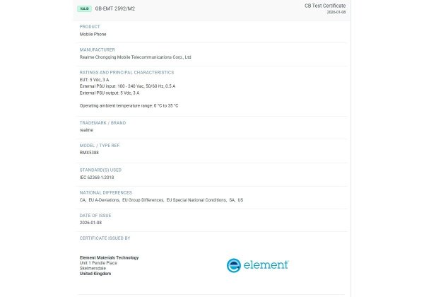 Realme Note 80 surfaces, here's how fast it will charge 