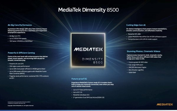 MediaTek announces new Dimensity 9500s flagship and 8500 midrange SoCs 