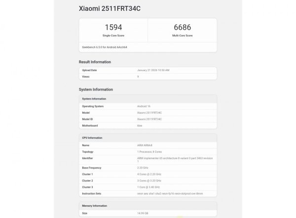 Redmi Turbo 5 runs Geekbench, confirms its chipset 