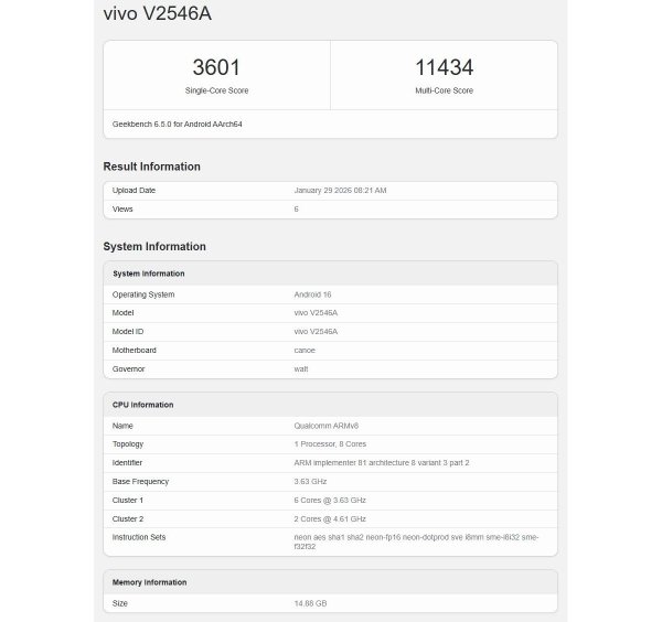 iQOO 15 Ultra runs Geekbench revealing its chipset and RAM amount 