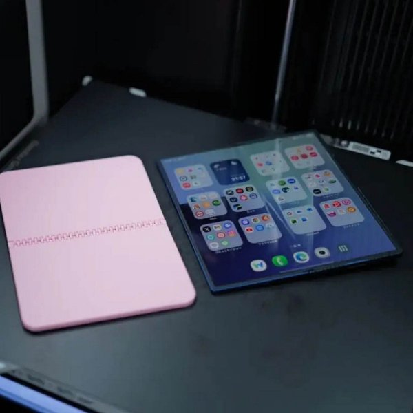 Here's an iPhone Fold mockup next to the Galaxy Z Fold7, Galaxy Z TriFold, and Huawei Pura X 