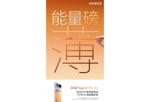 Honor confirms the Magic8 Pro Air's battery capacity 